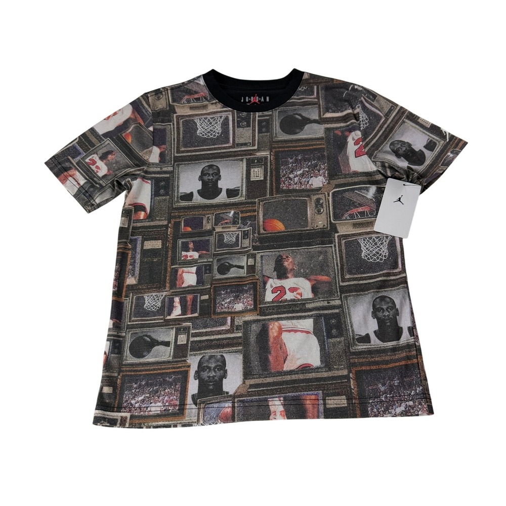 Jordan Boys Michael Jordan TV Montage Graphic T-Shirt Black L 95F058-023 NEW